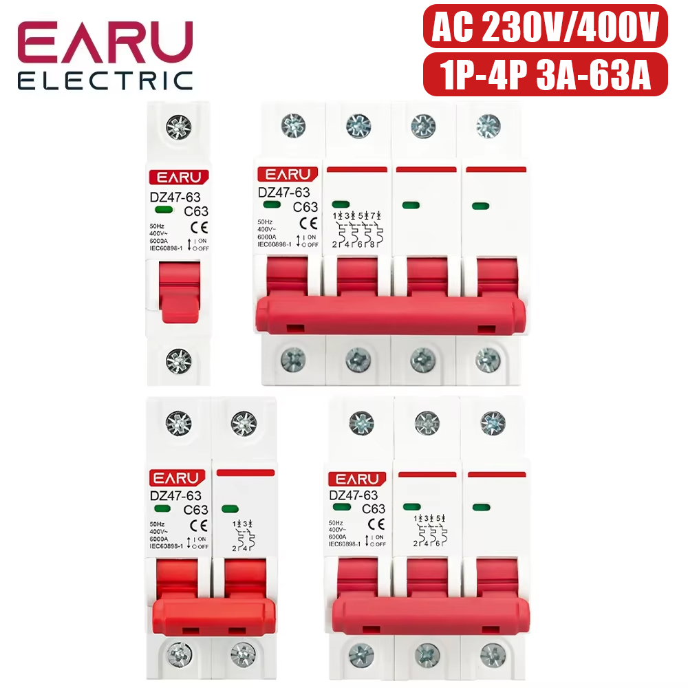 Din Rail Circuit Breaker - EARU DZ47 1P 2P 3P 4P
