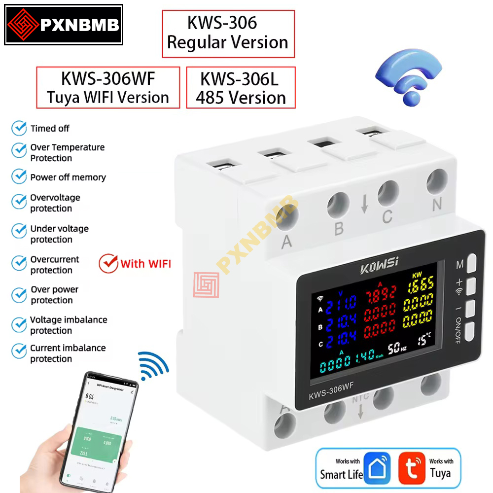 Din Rail Circuit Breaker - 80A Tuya WIFI Smart Life Voltage