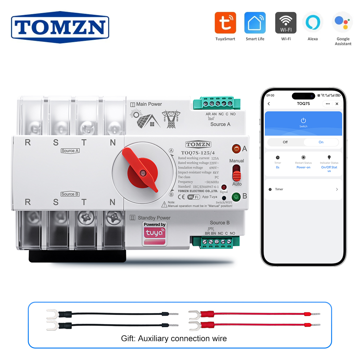 Din Rail Circuit Breaker - TOMZN TUYA SmartLife ATS 4P AC230V
