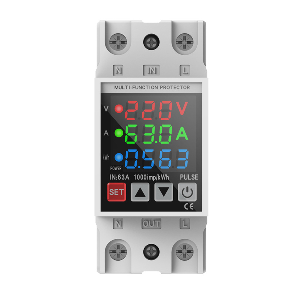 Din Rail Circuit Breaker - Digital Three Display Metering Timer Protector