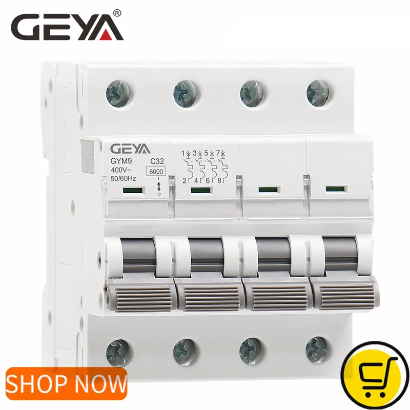 Din Rail Circuit Breaker - GEYA GYM9 4P MCB 6A-63A 6KA