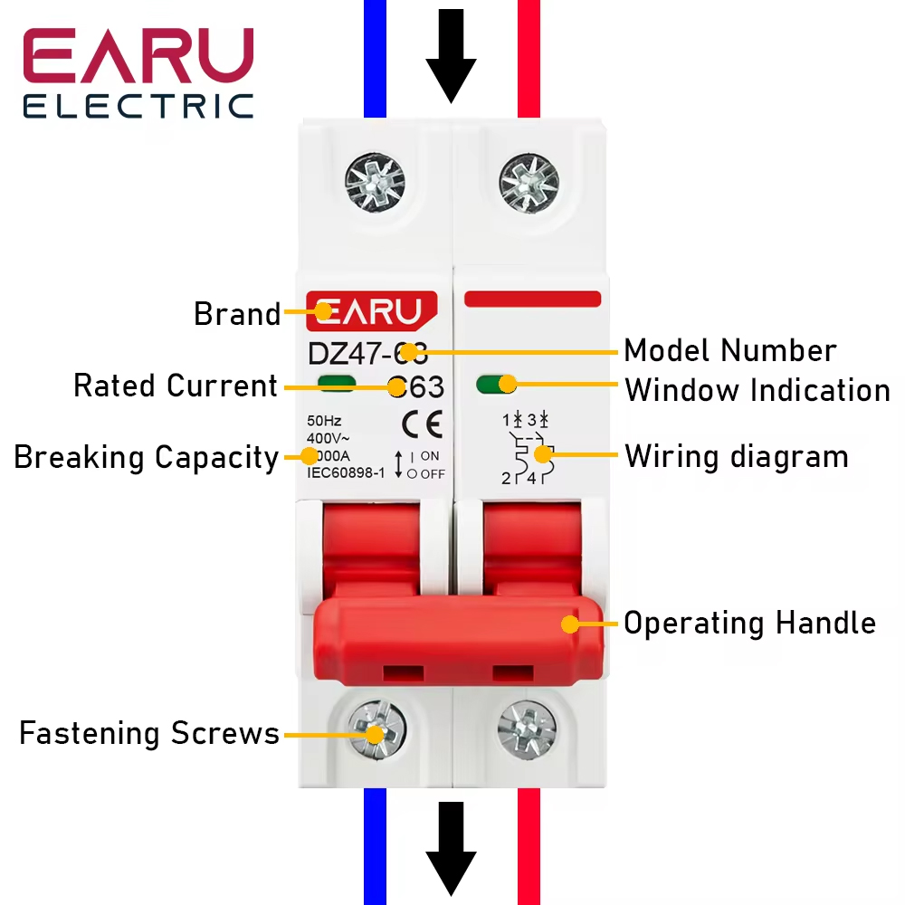 EARU DZ47 1P 2P 3P 4P 3A-63A A - Din Rail Circuit Breaker recension och pris