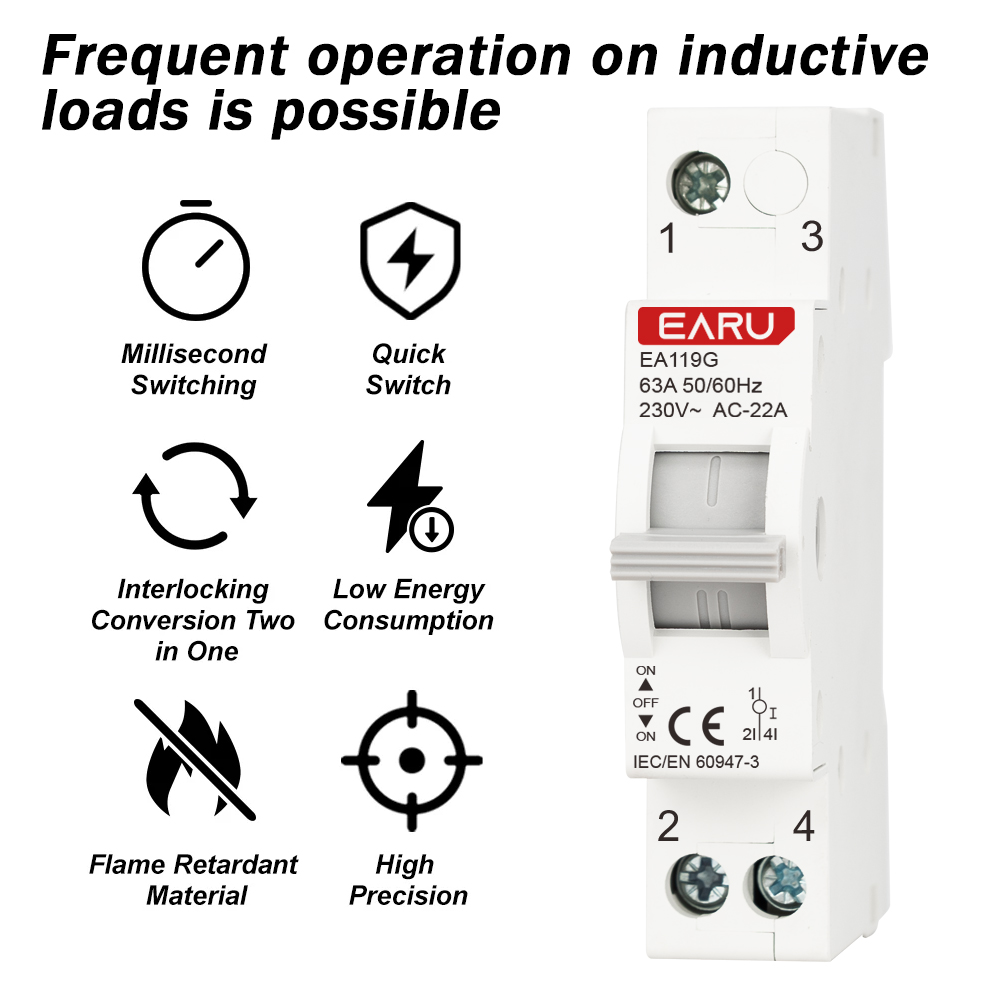 EARU 1P 40A 63A AC 230V Din Ra - Din Rail Circuit Breaker recension och pris